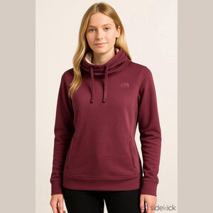 Women's The North Face L Burgundy Cream Cowl Neck Sweatshirt Hoodie